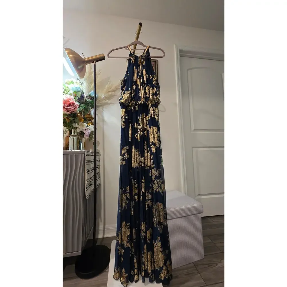 MSK Dark Teal Gold Chain Strap Embellished Maxi Dress Size 8 – NWT - Picture 6 of 8